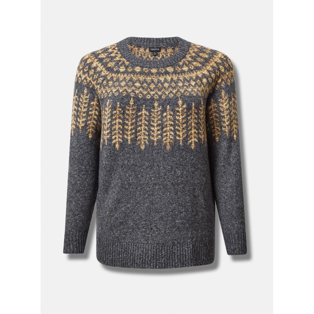 Torrid Fair Isle Began Cashmere Lurex Sweater Forest Cottagecore Cozy Women's 4X